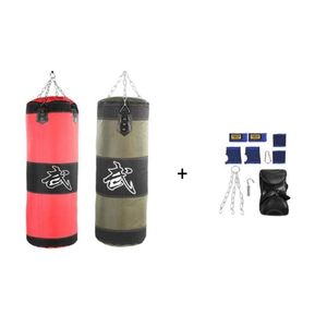 Bolsa de arena 60 cm 80 cm 100 cm 120 cm Boxeo vacío Bolsa de arena Colgando Patada Bolsa de arena Entrenamiento Lucha Karate Set con guantes Drop Entrega Deportes Ou Dhypf