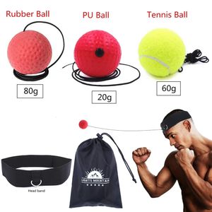 Ensemble de balles réflexes de boxe avec sac de sable, 3 balles de boxe de niveau de difficulté avec bandeau réglable pour l'entraînement d'agilité de réaction de vitesse de frappe 231204