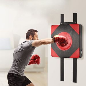 Fitness Punching Bag - Wall-Mounted Taekwondo Training Target - Children & Adult Boxing Equipment - 30x30x10cm PU Leather Sandbag - Red/Blue