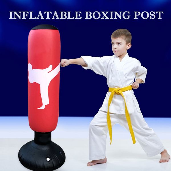 Bolsa de arena Gimnasio Fitness Boxeo Niños Inflable PVC Deportes Entrenamiento Lucha Columna Juguete Niños Presión Entrenamiento Sandbag 230413