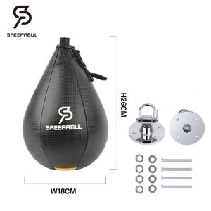 Bolsa de arena de alta calidad PU en forma de pera Bola de velocidad de boxeo Colgando Punzonado para entrenamiento de respuesta inflable de fitness tailandés 231202