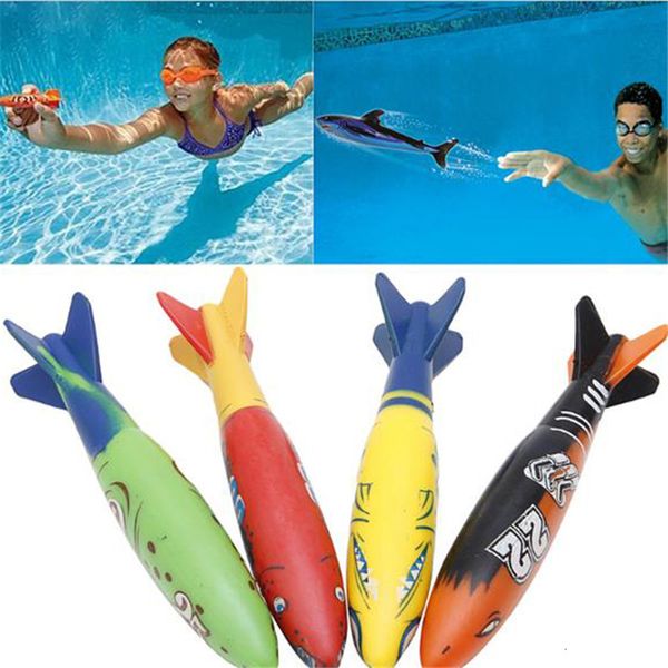 Sand Play Water Fun 1 Pc Torpedo Rocket Throwing Toy Piscina Juego de buceo Summer Torpedoes Bandits Niños Underwater Dive Sticks 230711
