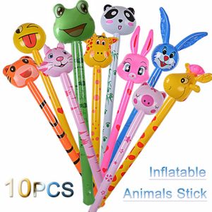 Sable Player Water Fun 10 Cartoon Animal Sticks gonflables Animaux de ferme Pigs Rabbits Horses Jungle Animaux gonflables Sticks Balloons Childrens Toys Q240517