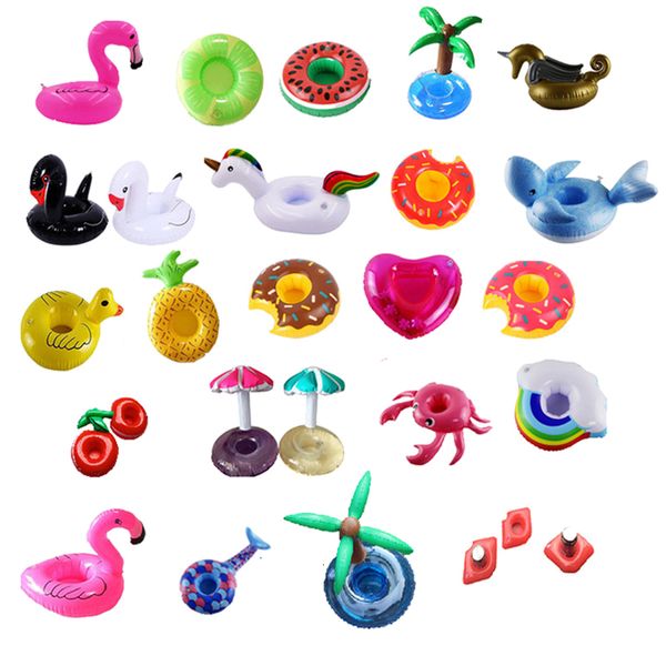 Sand Play Water Fun 10pcs Mini Cute fanny toys Red Flamingo Flotante Inflable Bebida Portavasos Piscina Baño Fiesta en la playa Niños Juguete Boia 230707