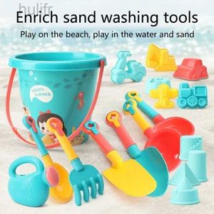 Sand Play Water Fun 13/18pcs Children Toys Summer Beach Game Sand Emm bucket Shovel Silicone Sandbox Cube Accessoires Bag Buiten Water Toys For Kids D240429