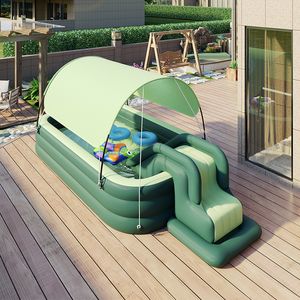 Zand Spelen Water Plezier 2 1 3 6 3 m Zwembad Alberca Grote Familie Zwembaden Baby's Kinderen Opblaasbare Baby Zonnescherm Vouwen voor Tuin 230720