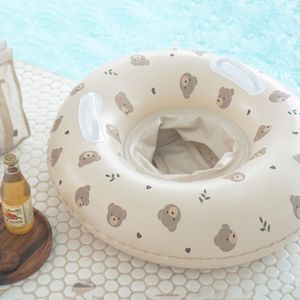 Sand Play Water Fun 2-8Y Gonflable Enfants Anneau De Natation Flotteur Siège Sécurité Ours Imprimer Piscine Bébé Accessoires Infant Toddler Circle Swim Boat 230626