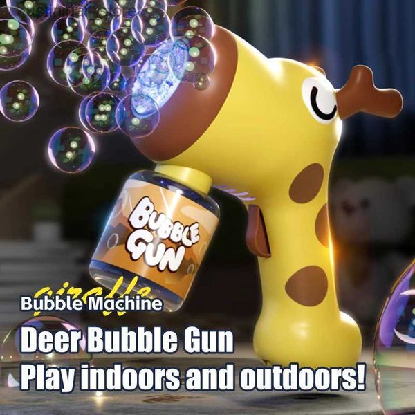 Sable Player Water Fun 20 Trou Handheld Gun-Gun Electric Bubble Gun With Animal Animal Deer Dog Savon Machine Bubble Machine Summer Outdoor Games Boy Girl Toy L47