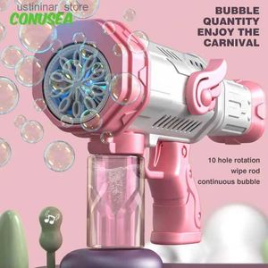 Sable Player Water Fun 2023 Bubble Gun 10 trous Soap Electric Bubbles Guns Automatic Water Bubble Machine Blower Wedding Party Toys Childrens Day Gift L47