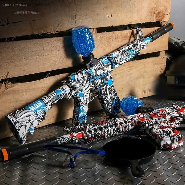 Sand Play Water Fun 2024 Electric Akm / M4 Splatter Gel Ball Gun avec des perles d'eau Goggles Toy Gun for Outdoor Activities Shoting Game Adult Kid Toys L47