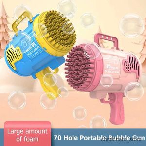 Pistolet à bulles automatique Bazooka, jeu de sable, eau amusante, 23/70 trous, Machine à bulles Gatling pour enfants, souffleur de bulles pour enfants, fabricant de savon, jouets pour garçons