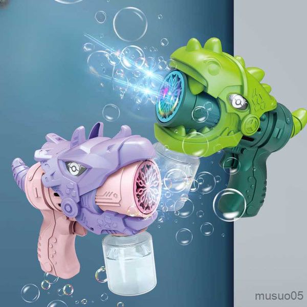 Sand Play Water Fun 3-6 años de edad Dinosaurio para niños en forma de pistola de soplado Máquina eléctrica Juguetes Hacer que los niños soplen burbujas salvajemente R230620