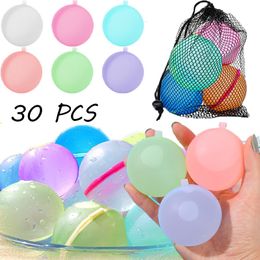 Sand Play Water Fun 30 PCS Globos de agua reutilizables Bombas Vejiga Adultos Niños Verano Piscina Playa al aire libre Silicona Spray Ball 230628