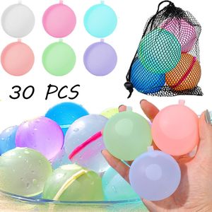 Sable Play Water Fun 30 PCS Ballons D'eau Réutilisables Bombes Vessie Adultes Enfants Été Piscine En Plein Air Plage Silicone Spray Ball 230628