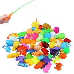 Sand Play Water Fun 32pcs / lot Juego de red de caña de juguete de pesca magnética para niños Modelo infantil Juegos Juguetes al aire libre 30 Fish 2 Rod 230711