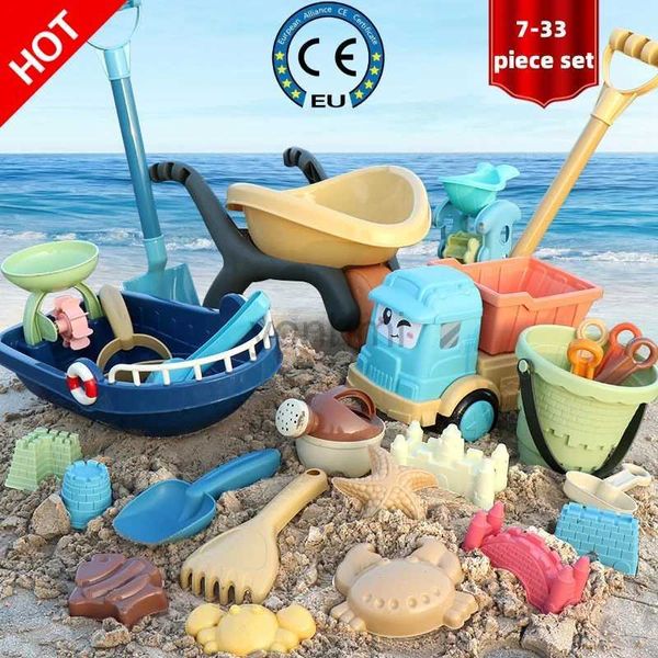 Sand Play Water Fun 33 pièces jouets de plage d'été ensemble de dinosaures de sable jeu enfants seaux pelles Gadgets outils de jeu d'eau festival anniversaire enfant cadeau jouet 240402