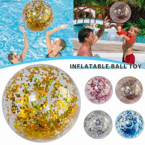 Sand Play Water Fun 40 cm pelota de playa inflable pelota de piscina juguetes para niños juguetes para niños juegos de piscina al aire libre bola de agua brillante con inflador L2403