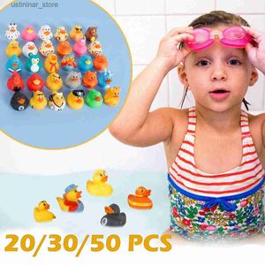 Sable Play Water Fun 50/20 PCS Rubber Duck Toy Set Kids Pish Pool Bathing Toue Jouet de canard mignon Touet Splash avec drain assorti des cadeaux pour enfants de canard flottant l416