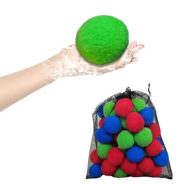 Sable Play Water Fun 50 pcs Réutilisable Boules D'eau Absorbant Coton Splash Boules Pour Enfants Ballons D'eau Lutte Accessoires Pour Piscine Trampoline Plage 230704