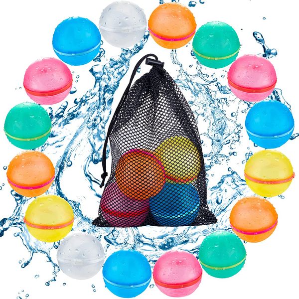 Sandspiel-Wasserspaß 6 12 24 Stück Spritzbälle Wiederverwendbare Wasserballons Bomben Spielzeug Schnellbefüllung Selbstdichtender nachfüllbarer Wasserball für Kinder Sommerspielzeug 230705