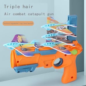 Sand Play Water Fun 6 Set Foam Aircraft Launcher Bubble Catapult Plane Toy Airplane Kids Eyección Gun Shooting Game Outdoor Sport Toys Glider Model 230613