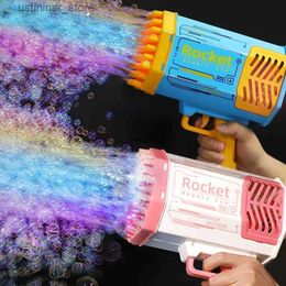 Sable Player Water Fun 69 trous Rocket Bubble Gun Machine Angel Lend Kids Kids Automatic Soap Bubles Blower Maker Toys for Wedding Party Outdoor Games L47