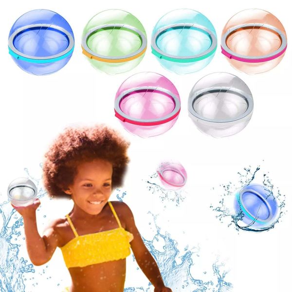 Sable Play Water Fun 6pcs Réutilisable Bombe Ballons D'eau Remplissage Rapide Auto-Étanchéité Cascade Balle Été Piscine Extérieure Jouet pour Enfants Adultes Jeu D'eau 230707