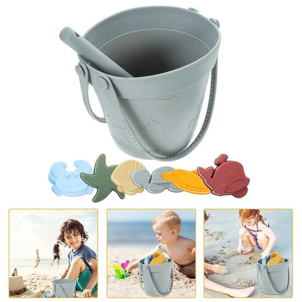 Sand Play Water Fun 8 pièces enfants plage jouets ensemble seau de plage Silicone sable moule sable jouets ensemble été jouets de plein air pour enfants garçons enfants 240321