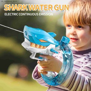 Sable Player Eau Fun Adult and Child Electric Water Guns Shark Automatic Spray Gun Toys Haut-pression Summer Outdoor Toy Cadeaux Q240408