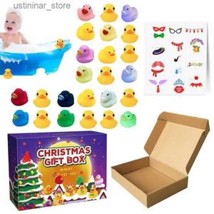 Sand Play Water Fun Advent Kalender 24 Days Christmas Gift Set Diy Cute Rubber Duck Countdown Calendar 24 Rubber Ducks Bath Toys voor kinderen en volwassenen L416
