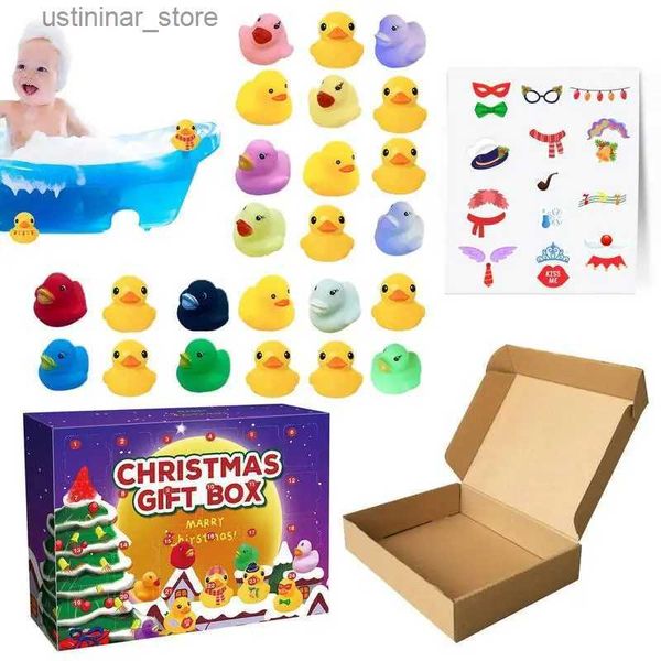 Sand Play Water Fun Advent Calendar 24 días Juego de regalos de Navidad Diy CALENDO CALENTRO DE COMPLETO DE PATO DE ROBA LINDO 24 Toyadores de baño de patos de goma para niños y adultos L416