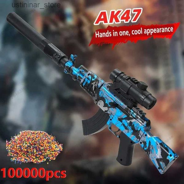 Sable Player Water Fun Akm Childrens Toy pistolet spécial Crystal Gun Water AK-47 Manuel électrique Burst jouet eauter Boy Soft Bullet Gun L47