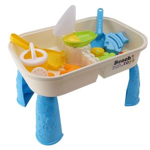 Sable jouer à l'eau amusant et ensemble de table avec couvercle couvercle plage jouets extérieur jardin boîte Kit enfants été pour les tout-petits 230508