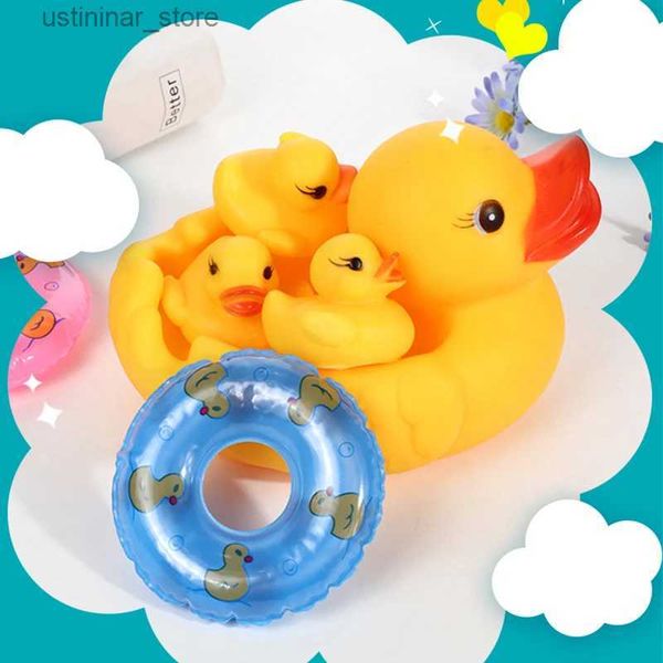 Sable Player Water Fun Baby Bath Swim Toys Duck Water Floating Children Water Toys Souper Sound Pool Squeaky Ducky Bathy Toy for Kids 4pcs Baby Toys L416