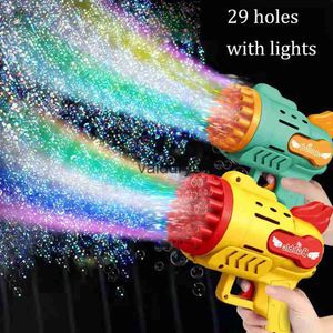 Zandspelen Waterpret Babybadje Speelgoed Bellenblaaspistool Elektrisch Automatisch Zeep Raket Heren Draagbaar Buiten Feest Led-verlichting Blaasmachine Kindercadeaus H240308