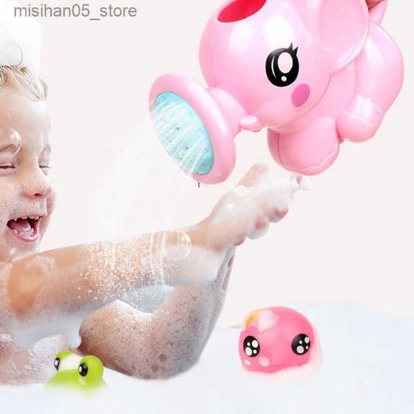 Sable Player Eau Fun Baby Bath Toys mignon Elephant Plastique en forme d'eau Spray Baby Shower Swimming Enfants Cadeaux Rangement Net Sac Q2404261