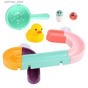 Sable Player Water Fun Baby Bath Toys Diy Slide Tracks Pipeline Ducks Yellow Bathtub Play Rainbow Shower Water Educational Toys for Children L416