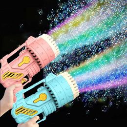 Zand Spelen Waterpret Babybadje Speelgoed Pomperos Speelgoed Bubble Gun Rocket 69 Hole Man Launcher Vorm Automatische Blower Zeep Kinderen Kinderen Geschenken H240308