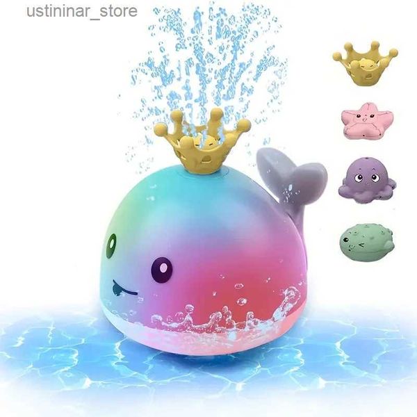 Sable Player Eau Fun Baby Bath Toys Whale Electric Inductive Water Spray Ball avec une baignoire de salle de bain légère