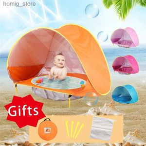 Sand Play Water Fun Baby Beach Tent draagbare Sunshade Pool UV Bescherming Sunshine Shelter Baby Outdoor Toys Childrens Swimming Pool Game House Tent Toys Y240416