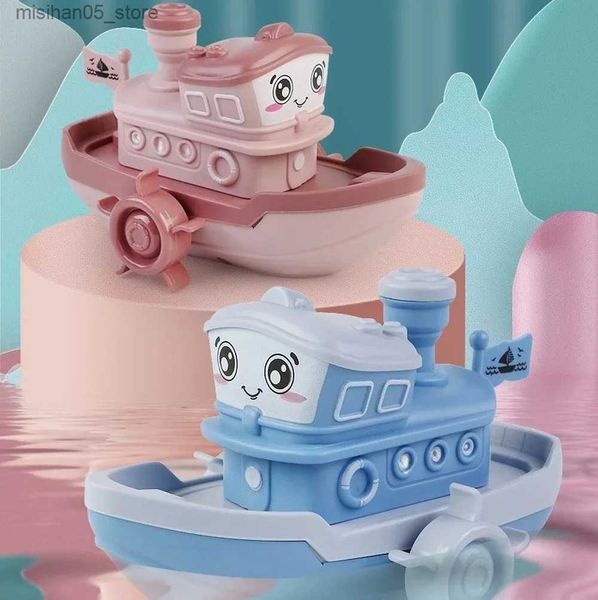 Sable Player l'eau Baby Shower Toy Fun Cartoon Boat Baby Shower Clocdwork Swimming Beach Emballage Jouet Water Shower Childrens Toy Q240426