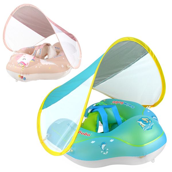 Sand Play Water Fun Baby Swimming Flotador con Sun Canopy Inflable Infant Floating Swim Rings Kids Swim Pool Accesorios Circle Bathing Summer Toys 230712