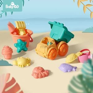 Jeu de sable eau amusant BabyGo jouet de plage en silicone souple pour enfants seau outil râteau sablier jeu de plein air ensemble d'outils de sable enfants bébé jouet de bain 240321