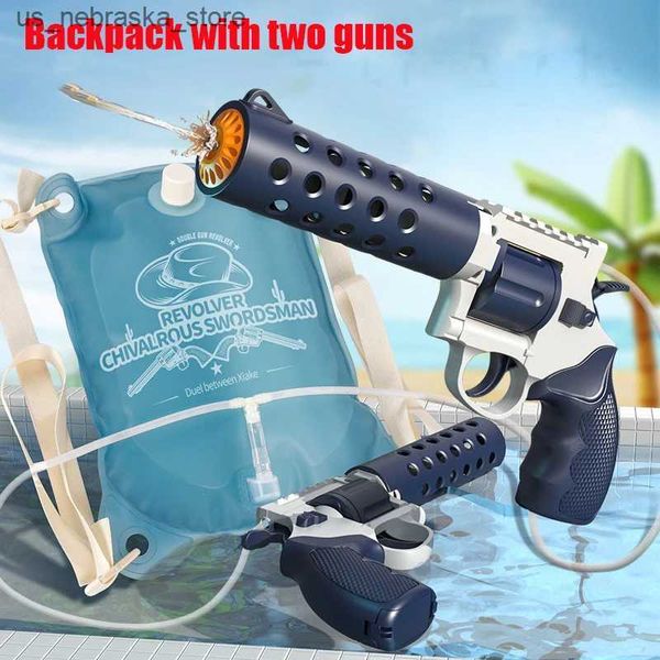Sand Play Water Fun Sackepack Electric Water Gun Full Automatic Shooting Toy Adapte for Mens Summer Outdoor Beach High-Capacity Game Gifts Q240408