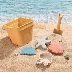 Jeu de sable amusant à l'eau Bopoobo 6 pièces jouets de plage en silicone ensemble de seau de sable en plein air modèle animal doux mini pelles à creuser le sable kits jeu de jeu d'eau pour bébé 240321