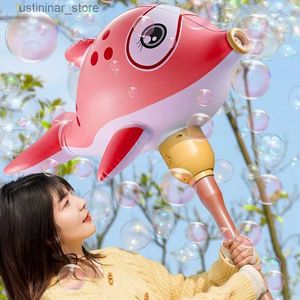 Sable Player Water Fun Bubble Gun Electric gonflable Dolphin Cartoon Enfants Summer Outdoor Toy avec LED Light Soap Bubbles Balloon Toys for Boys Kid L47