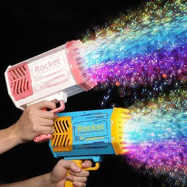 Sable Player Water Fun Bubble Gun Rocket 69 trous Soap Bubbles Machine Christmas Gaking Gun Forme Automatique Blower avec Pomperos Light Toys for Kids Noël L47