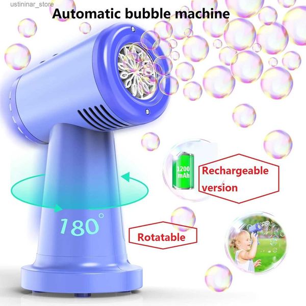 Sand Play Water Fun Bubble Machine Blower for Kids Toddlers Rechargeable Battery (Inclure) Automatic 90/180 Rotating20000 + Bubbles par minute L47