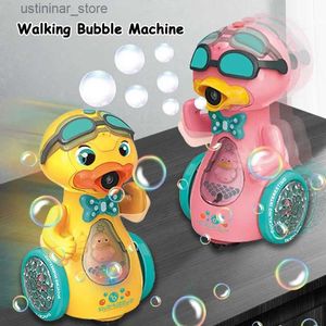 Sand Play Water Fun Bubble Toy Automatic Bubble Machine Leuke Duck met muzieklicht Leer kruipen Toy Kids Outdoor Bubble Blower Maker Children Gift L47