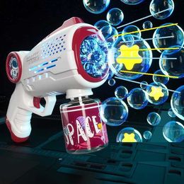 Sand Play Water Fun Bubbles Gun Savon Machine Bubble Machine Electric Space Lanceur Childrens Day Cadeaux Full Automatic Bubbles avec Light Backpack Kids Toy L47